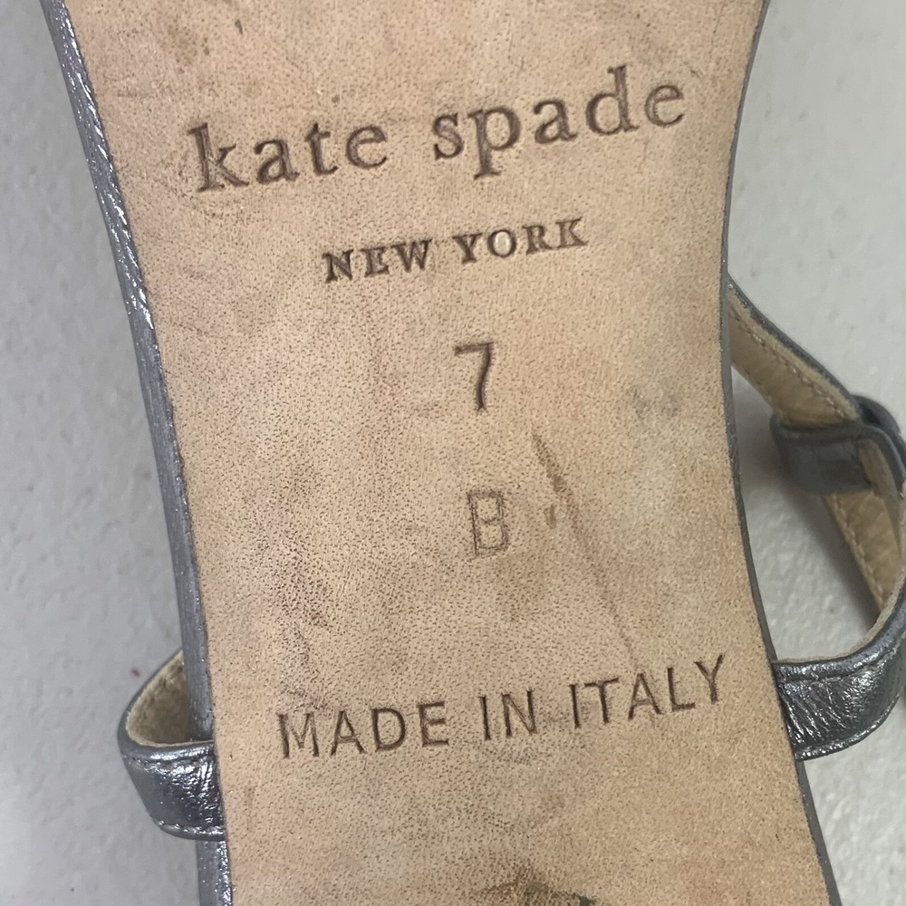 kate spade new york Heels Womens 7B Silver Good Slingback Stiletto Italy - Picture 11 of 12